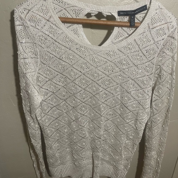 White House Black Market Women's Beige / metallic pearl Sweater - Picture 1 of 5